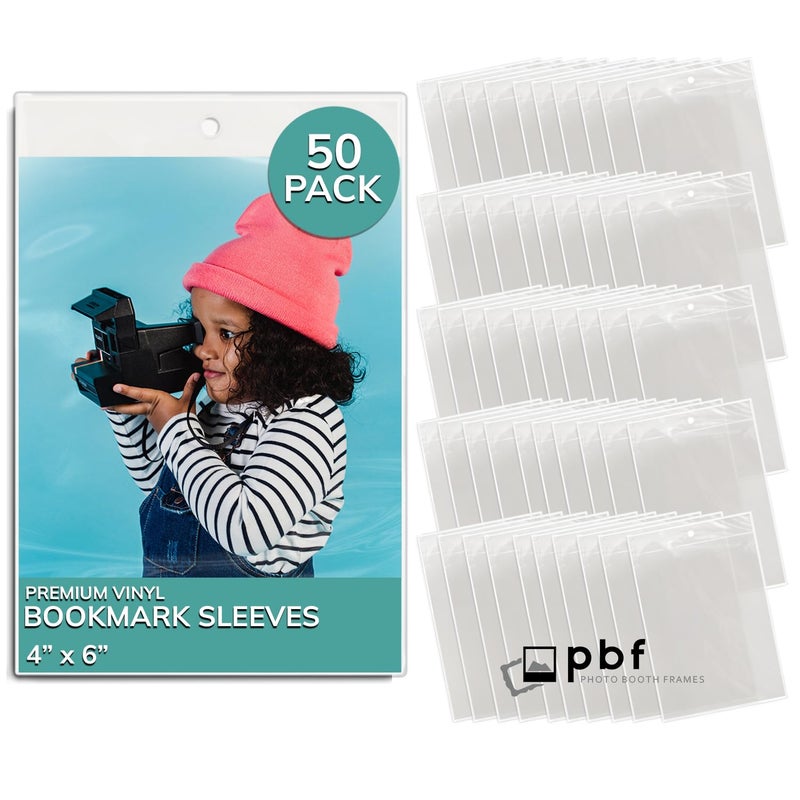 pbf PHOTO BOOTH FRAMES Photo Booth Frames - 50 Premium Vinyl Photo Booth Bookmark Sleeves for 4x6 Pictures - Image 1